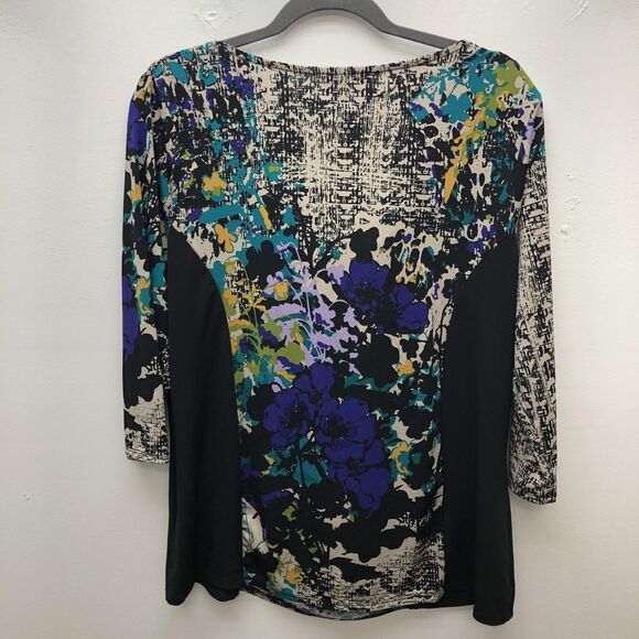 Ava & Grace Shirt Womens Large Cowl Neck 3/4 Sleeve Abstract Print Top Pullover - Picture 7 of 13